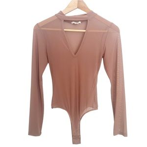 Bozzolo Sheer Mesh bodysuit onesie long sleeve thong Size small
